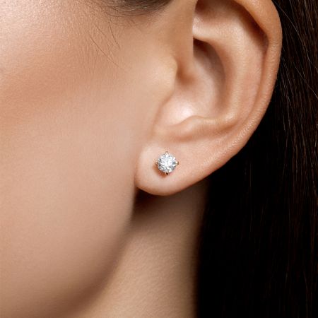 Серьги-пусеты с бриллиантами 1.06 карат из красного золота 84130