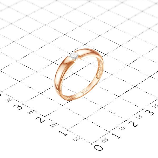 Кольцо с бриллиантом 0.109 карат из красного золота 76995