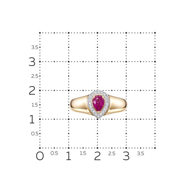 Кольцо с рубином и 20 бриллиантами из красного золота 114353