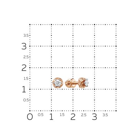 Серьги-пусеты с бриллиантами 0.218 карат из красного золота 61678