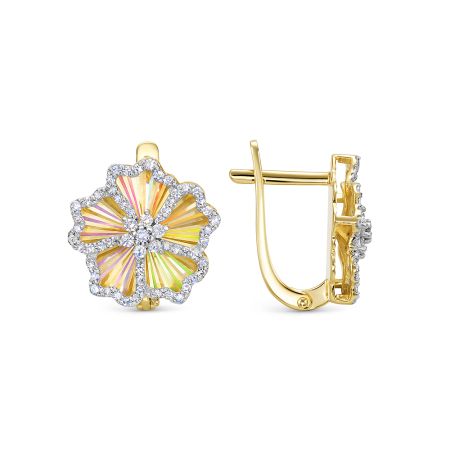 Серьги с 120 бриллиантами из лимонного золота 146417