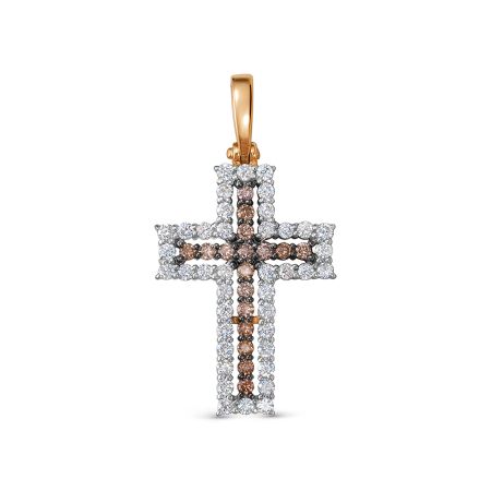 Декоративный крест с 17 коньячными бриллиантами и 40 бриллиантами из красного золота 144659