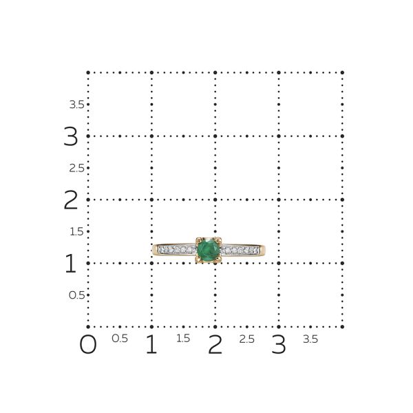 Кольцо с изумрудом и 12 бриллиантами из красного золота 142199