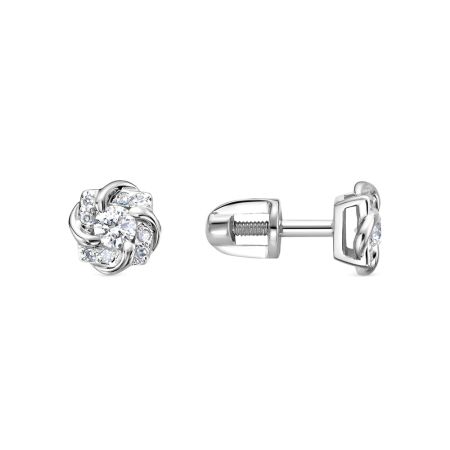 Серьги-пусеты с 18 бриллиантами из белого золота 98600
