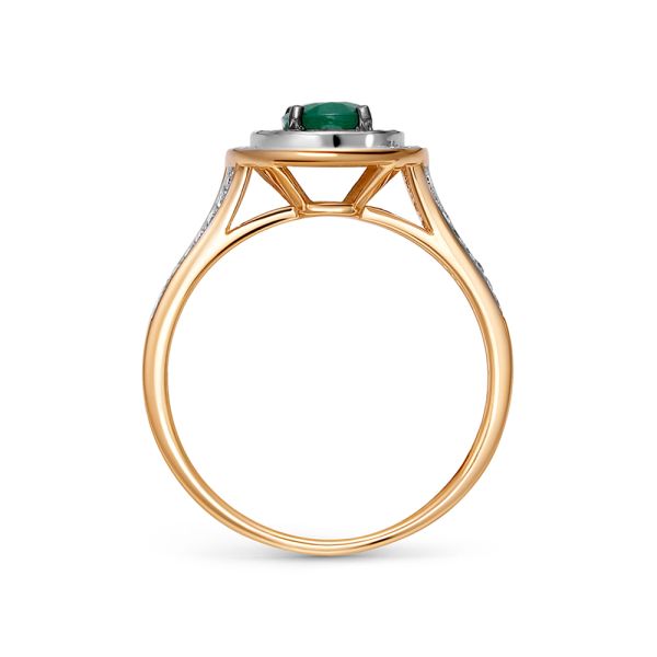 Кольцо с изумрудом и 60 бриллиантами из красного золота 140136