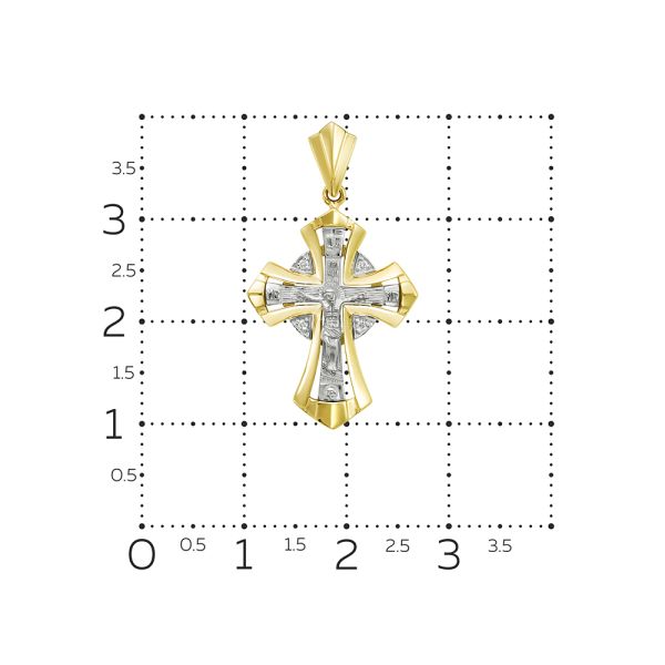 Православный крест с 4 бриллиантами 0.02 карат из лимонного золота 86373