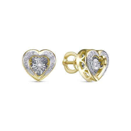 Серьги-пусеты с 30 бриллиантами из лимонного золота 134842