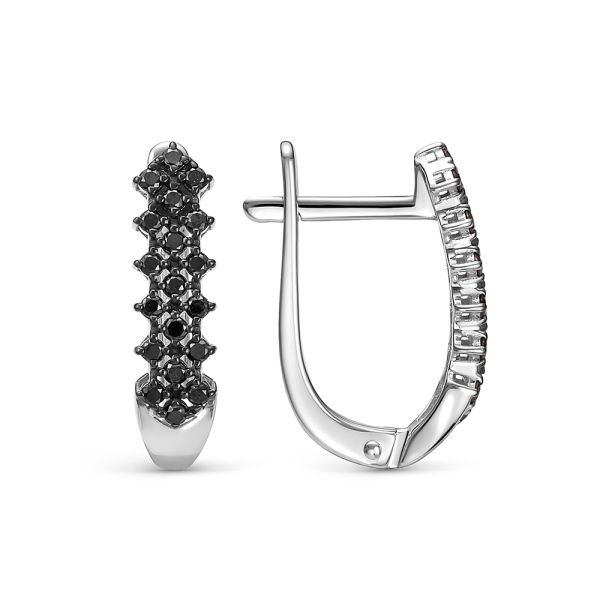Серьги с 38 черными бриллиантами из белого золота 141354 Серьги с 38 черными бриллиантами из белого золота 141354