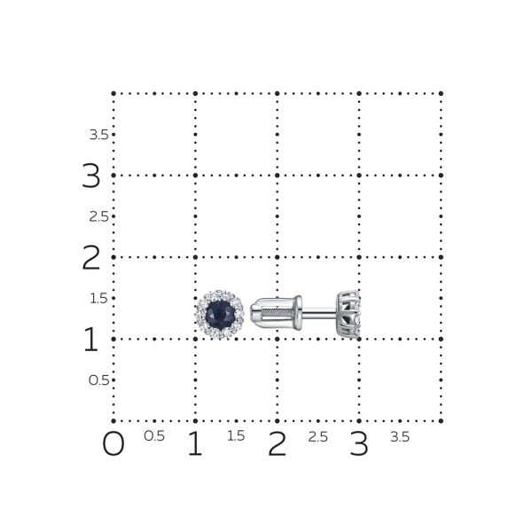 Серьги-пусеты с сапфирами и 20 бриллиантами из белого золота 142956