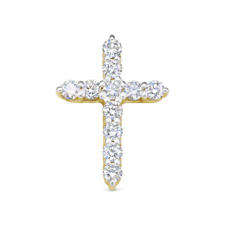 Декоративный крест с 11 бриллиантами 0.677 карат из лимонного золота 79454