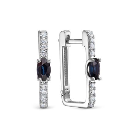 Серьги с сапфирами и 16 бриллиантами из белого золота 143669