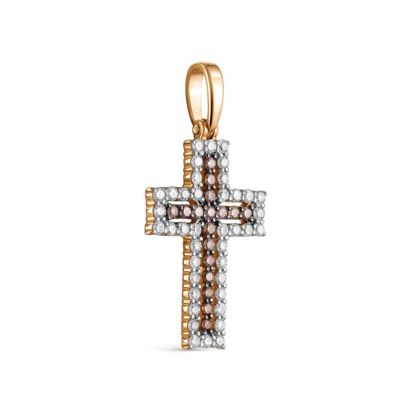 Декоративный крест с 17 коньячными бриллиантами и 40 бриллиантами из красного золота 144659