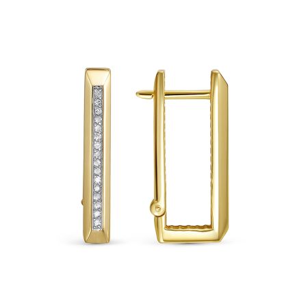 Серьги с 32 бриллиантами 0.16 карат из лимонного золота 144599