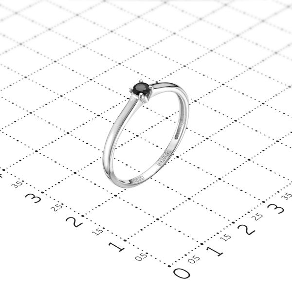 Кольцо с черным бриллиантом из белого золота 76970