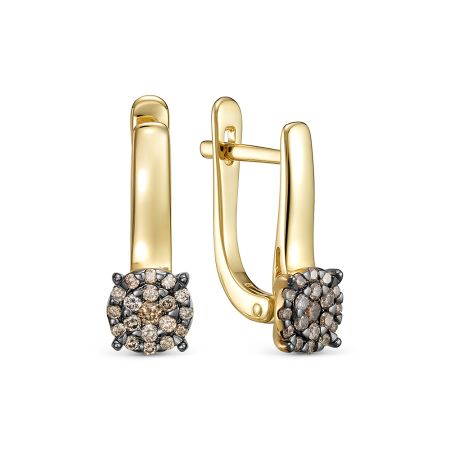 Серьги с 38 коньячными бриллиантами из лимонного золота 145686