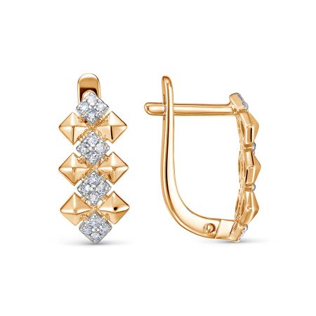 Серьги с 32 бриллиантами 0.16 карат из красного золота 138890