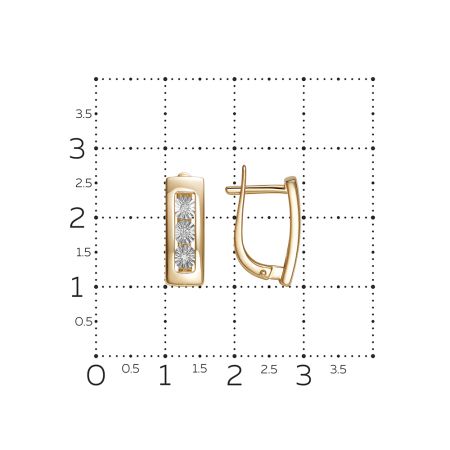 Серьги с 6 бриллиантами 0.042 карат из красного золота 144628