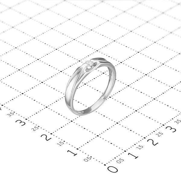 Кольцо с бриллиантом 0.062 карат из белого золота 110185