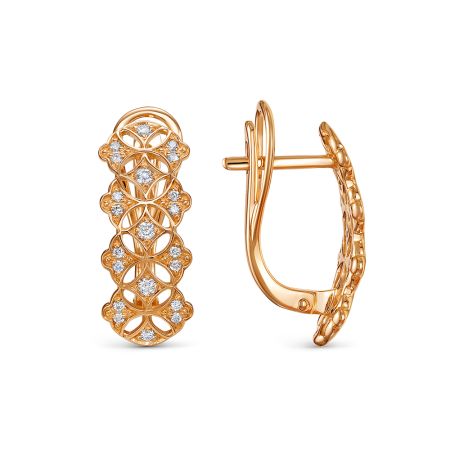 Серьги с 42 бриллиантами из красного золота 142836