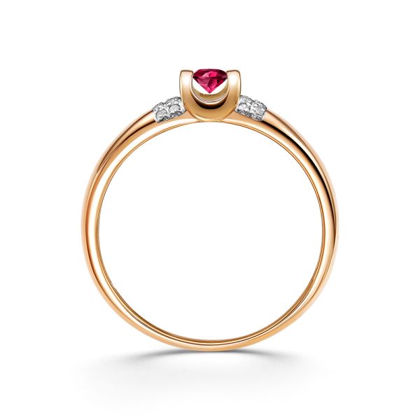 Кольцо с рубином и 16 бриллиантами из красного золота 96970