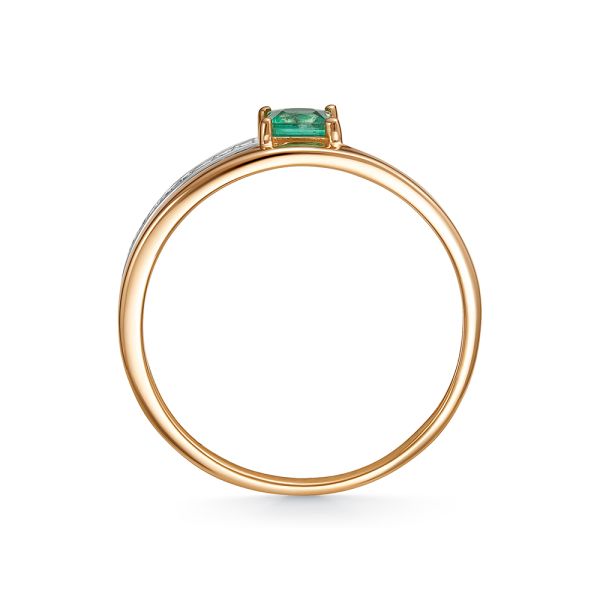 Кольцо с изумрудом и 9 бриллиантами из красного золота 142167