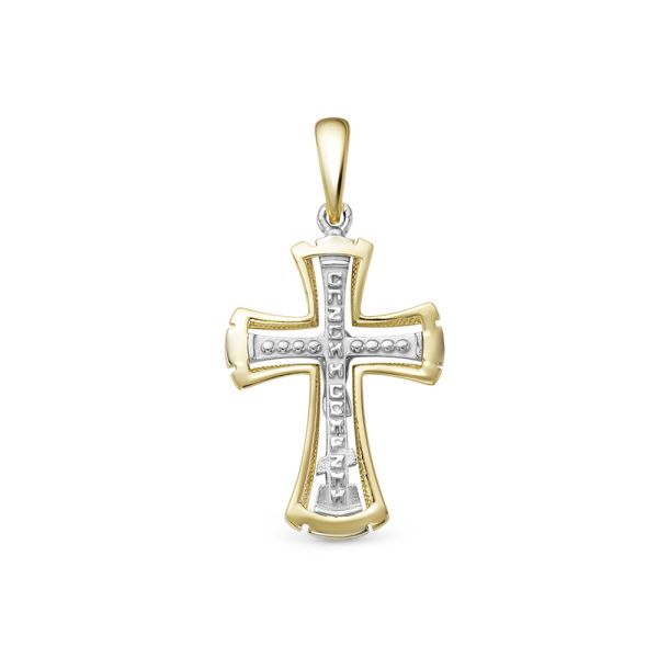 Православный крест с бриллиантом 0.005 карат из комбинированного золота 86372
