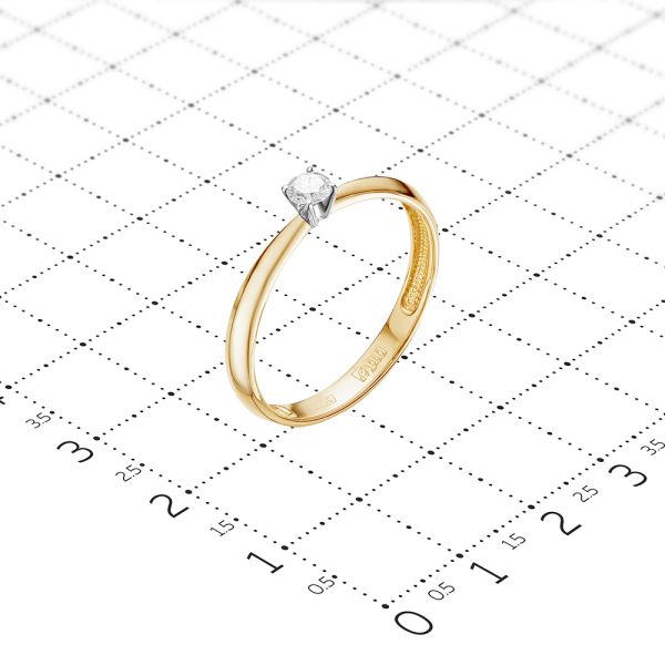 Кольцо с бриллиантом 0.12 карат из лимонного золота 74369