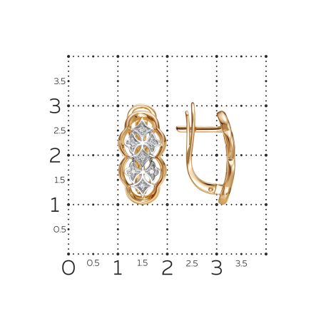 Серьги с 14 бриллиантами 0.098 карат из красного золота 142834