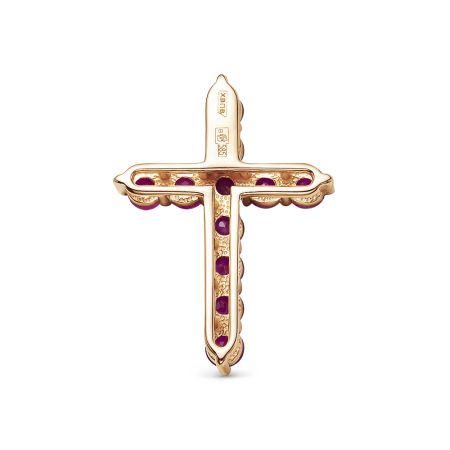 Декоративный крест с 11 рубинами из красного золота 79457