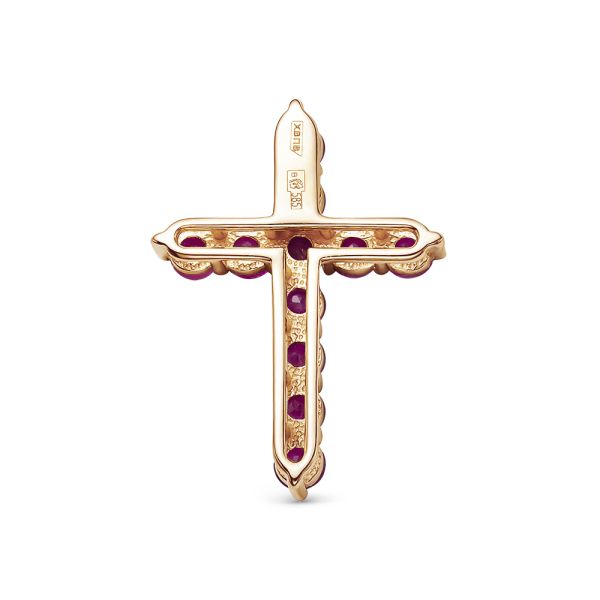 Декоративный крест с 11 рубинами из красного золота 79457