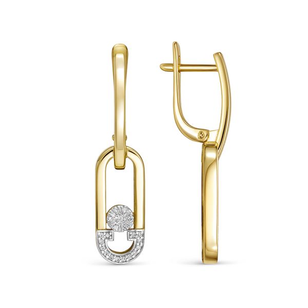 Серьги с 42 бриллиантами из лимонного золота 144590