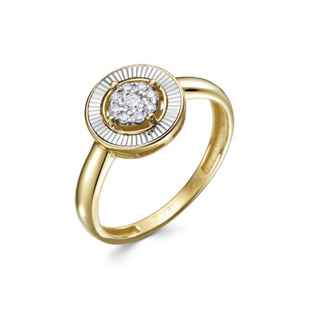 Кольцо с 9 бриллиантами из лимонного золота 143737
