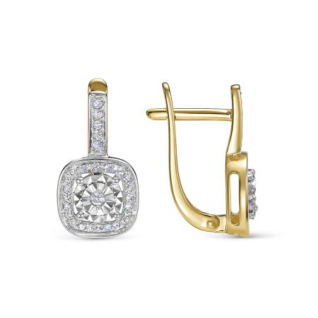 Серьги с 60 бриллиантами из лимонного золота 146407