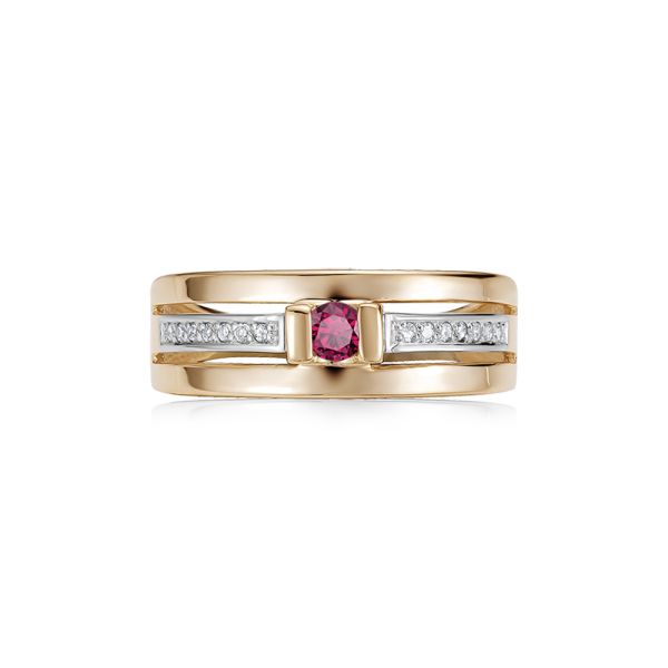 Кольцо с рубином и 14 бриллиантами из красного золота 97850