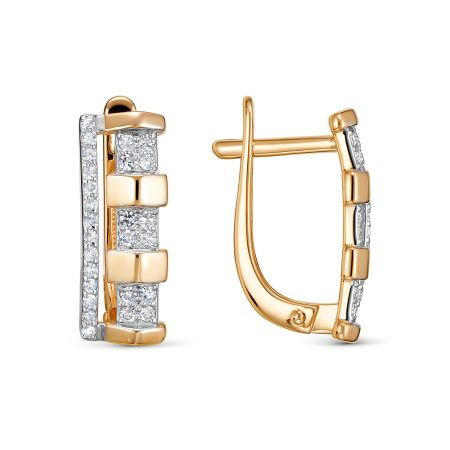 Серьги с 52 бриллиантами из красного золота 138888 Серьги с 52 бриллиантами из красного золота 138888