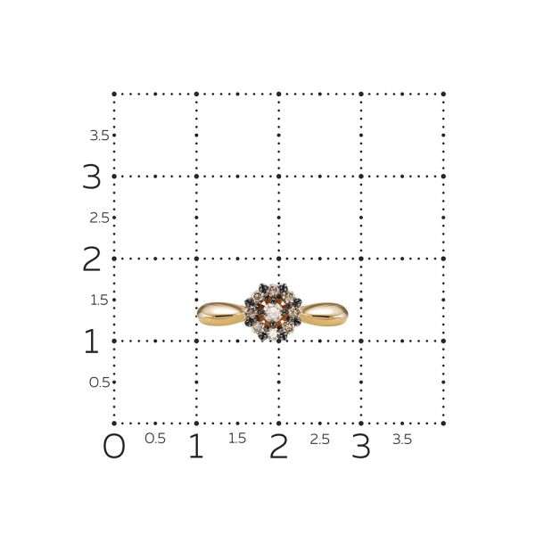 Кольцо с 9 коньячными бриллиантами из красного золота 125220