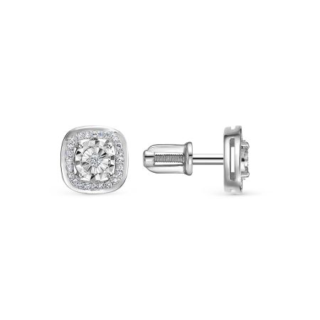 Серьги-пусеты с 50 бриллиантами из белого золота 146458
