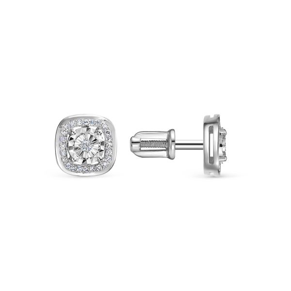 Серьги-пусеты с 50 бриллиантами из белого золота 146458