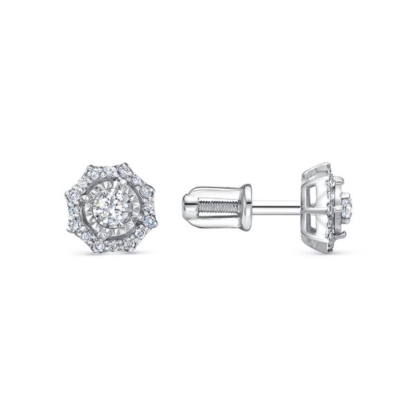 Серьги-пусеты с 34 бриллиантами из белого золота 137900