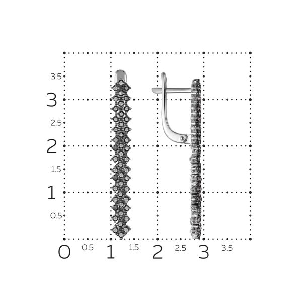 Серьги с 92 черными бриллиантами из белого золота 141358 Серьги с 92 черными бриллиантами из белого золота 141358