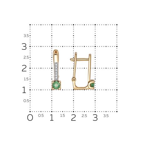 Серьги с изумрудами и 12 бриллиантами из красного золота 142846