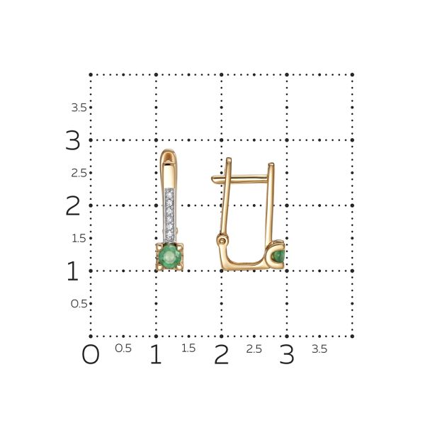 Серьги с изумрудами и 12 бриллиантами из красного золота 142846
