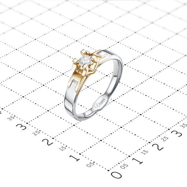 Кольцо с бриллиантом 0.155 карат из комбинированного золота 72115