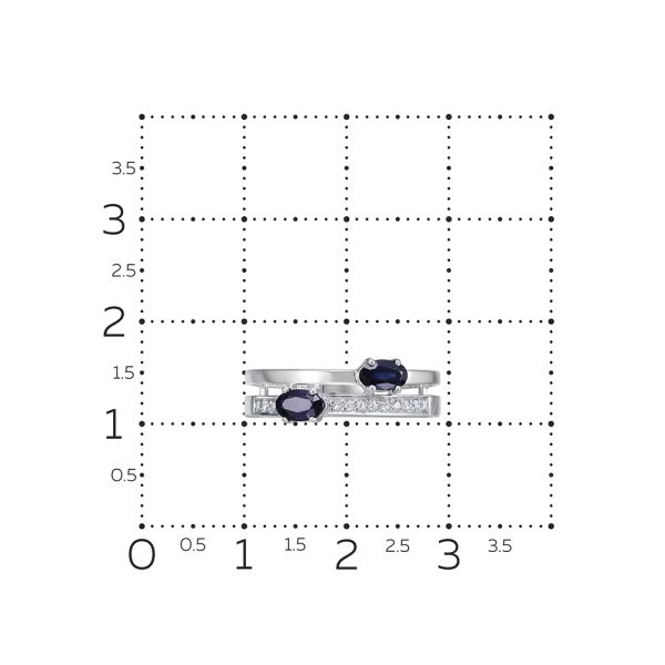 Кольцо с 2 сапфирами и 12 бриллиантами из белого золота 142119
