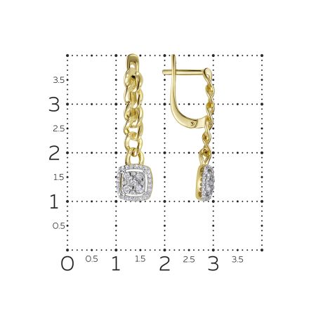 Серьги с 66 бриллиантами из лимонного золота 136935 Серьги с 66 бриллиантами из лимонного золота 136935