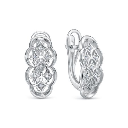 Серьги с 14 бриллиантами 0.098 карат из белого золота 142835
