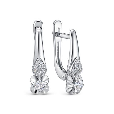 Серьги с 12 бриллиантами из белого золота 137334