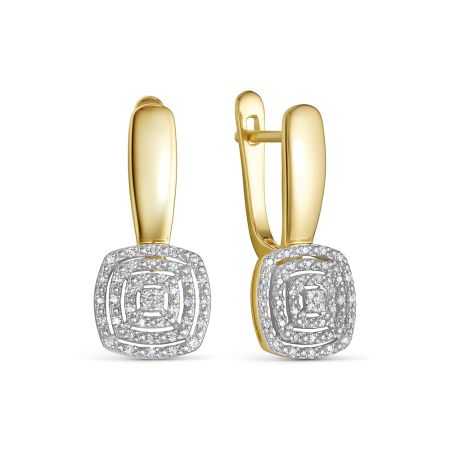 Серьги с 80 бриллиантами 0.24 карат из лимонного золота 148248
