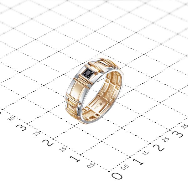 Кольцо с черным бриллиантом из комбинированного золота 91269