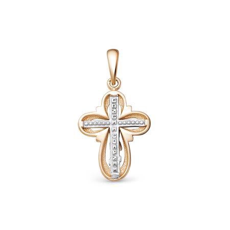 Православный крест с бриллиантом 0.005 карат из комбинированного золота 78128